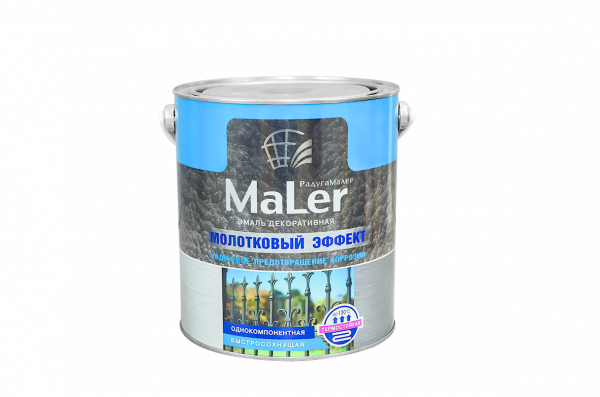 Эмаль с молотковым эффектом "РАДУГА-Maler"  серебристо-серая (0,8кг) (6) 