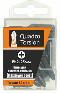 Бита 1/4" Ph2-50мм с ограничителем (5шт/кор) "Quadro Torsion" (20) (411250) 