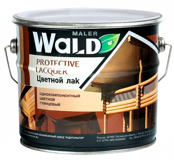 Лак глянцевый "WALD" (еловая зелень) для всех видов древесины  (3л) (3) 