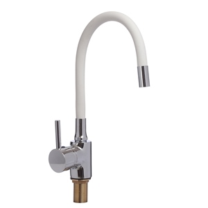 Смеситель для кухни боковой, гибкий излив белый "LUCKY TAP" KD-4023-07W-45, d40, латунь (10)(955) 