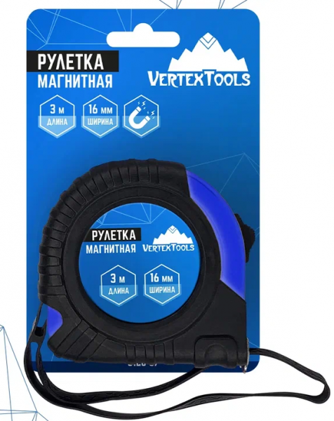 Рулетка  3м*19мм магнитная "VERTEX" (12) (3120-03) 