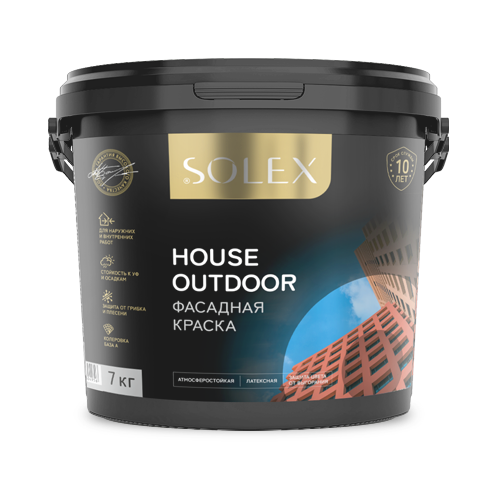 ВД краска "SOLEX" фасадная HOUSE OUTDOOR (14кг) (0254789993) 