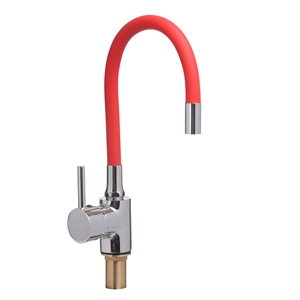 Смеситель для кухни боковой, гибкий излив красный "LUCKY TAP" KD-4023-07Р-45, d40, латунь (10)(966) 