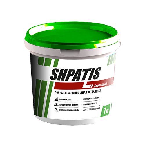 Шпаклевка "SHPATIS" финишная полимерная, выводится в "ноль" зеленая крышка  (5кг)(96)(0112401170) 