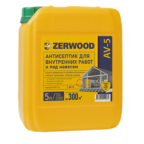 Антисептик "ZERWOOD" для внутренних работ концентрат 1:5 (5л) (001605547526) 